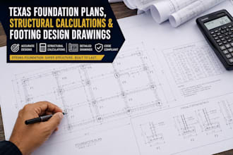do texas foundation plans, structural calculations and footing design drawing