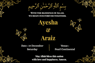 design a luxury wedding nikah and engagement invitation