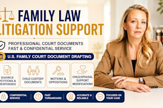 draft divorce petition, custody motion, and family court documents