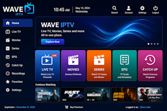 build a professional wave iptv app with live TV, vod, and epg