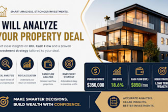 analyze your property deal, ROI, cash flow and provide an investment strategy