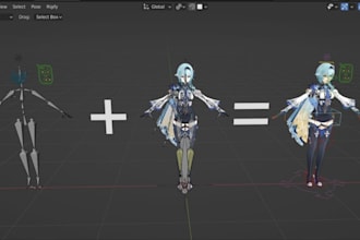 create, fix and rig vrchat, vrm, vroid, mmd, gmod, sfm, tf2, l4d2,metahuman hair