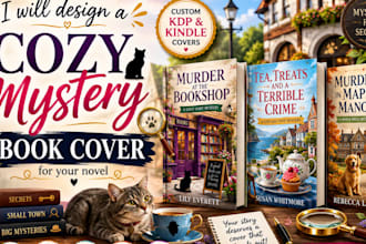 design a charming cozy mystery book cover for your novel