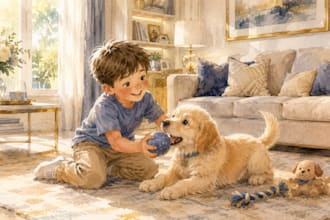 create custom watercolor children storybook illustrations for picture books, KDP