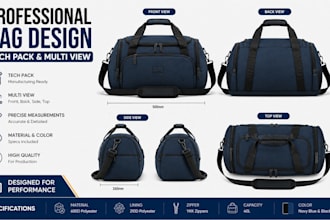 design professional handbag, backpack, tote, duffle bag and tech pack