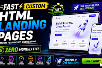 create custom HTML landing pages and zero monthly fees with fast delivery