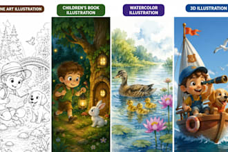 illustrate children story book, picture book and book cover