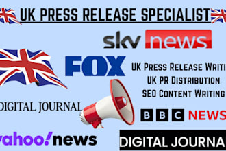 write a UK press release and distribute it to top UK news sites