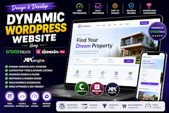 dynamic wordpress website with crocoblock, elementor pro, jetengine