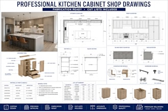 create cabinet shop drawings for kitchens and millwork with cut lists