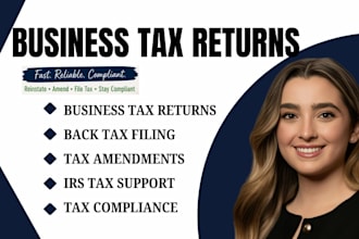 prepare llc, s corp, c corp tax returns, back taxes and tax amendments