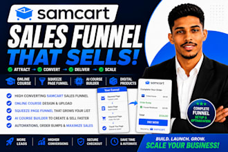 do samcart sales funnel, online course, squeeze page funnel, ai course builder