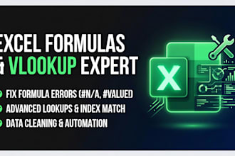 fix complex excel formulas, vlookup and data cleaning