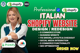bulid shopify italian website, spanish shopify apparel website
