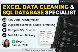 do excel data cleaning, sql queries and python data analysis