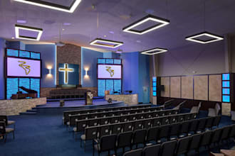 deliver professional 3d church interior design, floor plans and visualization