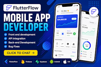 develop a flutterflow app for android and ios with firebase, ios ai