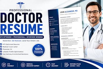 write an ats optimized doctor resume, physician CV and medical cover letter