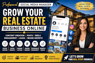 manage real estate social media, create posts, reels and grow your brand