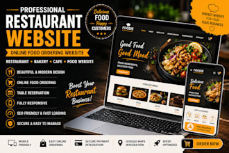 design restaurant website, online food ordering website, food website bakery