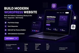 build kadence, gutenberg, blocksy, divi wordpress website