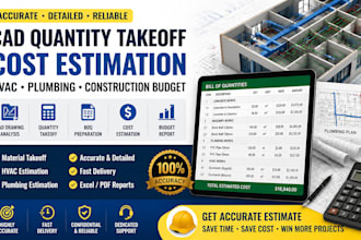 provide cad quantity takeoff hvac and plumbing cost estimation