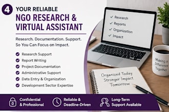 be your ngo research assistant and report writing virtual assistant