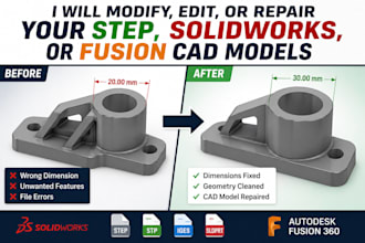 modify, edit, or repair your step file cad model