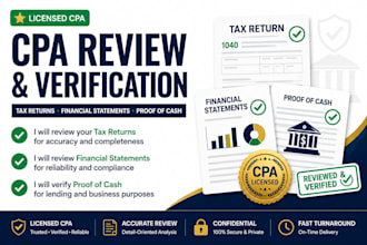 review tax returns, financial statements, and proof of cash as a licensed CPA
