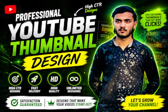 design professional eye catching youtube thumbnails high CTR