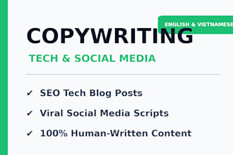 write engaging tech blog posts and social media copy