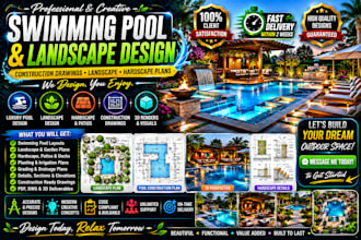 create swimming pool construction drawings landscape and hardscape plans