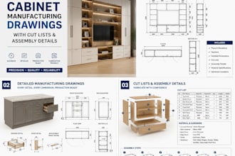 create cabinet manufacturing drawings with cut lists and assembly details