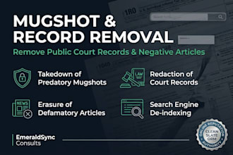 remove mugshots, public court records, and negative articles