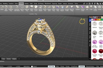 create jewelry cad design, ring cad, rendering, hand sketch, rhino jewelry file