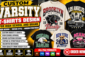 design custom varsity t shirts for high school and brand