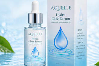 beauty products cream, serum, skincare label and packaging design