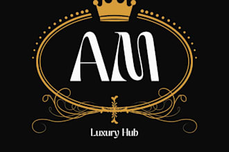 design a luxury monogram logo with an elegant gold crown
