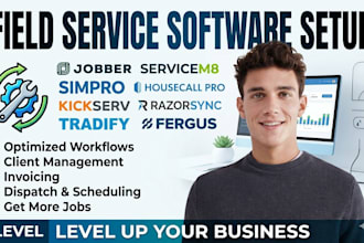 setup jobber servicem8 simpro housecall pro razorsync kickserv tradify fergus