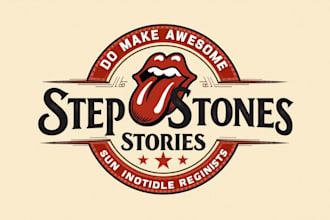 do make awesome style stepping stones stories vintage logo design