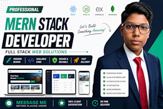 develop mern stack web application, react website, node js API, mongodb backend