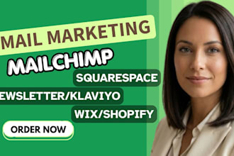 design mailchimp newsletter, email campaign for squarespace, wix, shopify