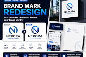 fix modern brand mark redesign logo, vector modify pixels and refresh identity