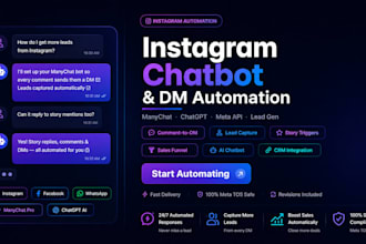 create an instagram chatbot, manychat dm automation and lead generation bot