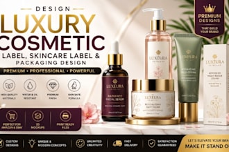 design luxury cosmetic label, skincare label and packaging design