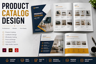 create a modern product catalog design, lookbook, and sales brochure
