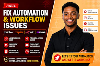 troubleshoot bubble, zapier, n8n, make API and workflow automation
