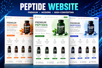 design peptide website, sarms, supplement, wellness, pharmaceutical website