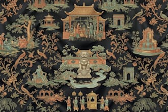 create luxury toile de jouy fashion print and seamless textile pattern