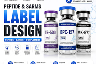 design peptide label peptide vial peptide sarms label design or supplement label